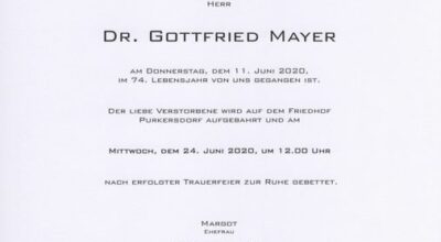 Zum Gedenken an Alt-Gemeinderat Mayer - Ein Mann mit Standpunkten und Rückgrat